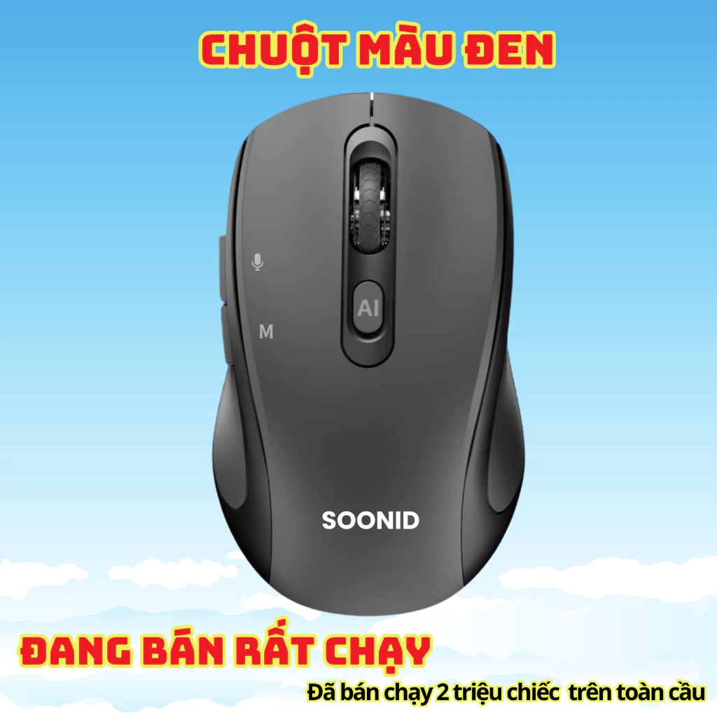 Chuột AI Plus màu đen, nút micro và nút AI, con lăn trung tâm